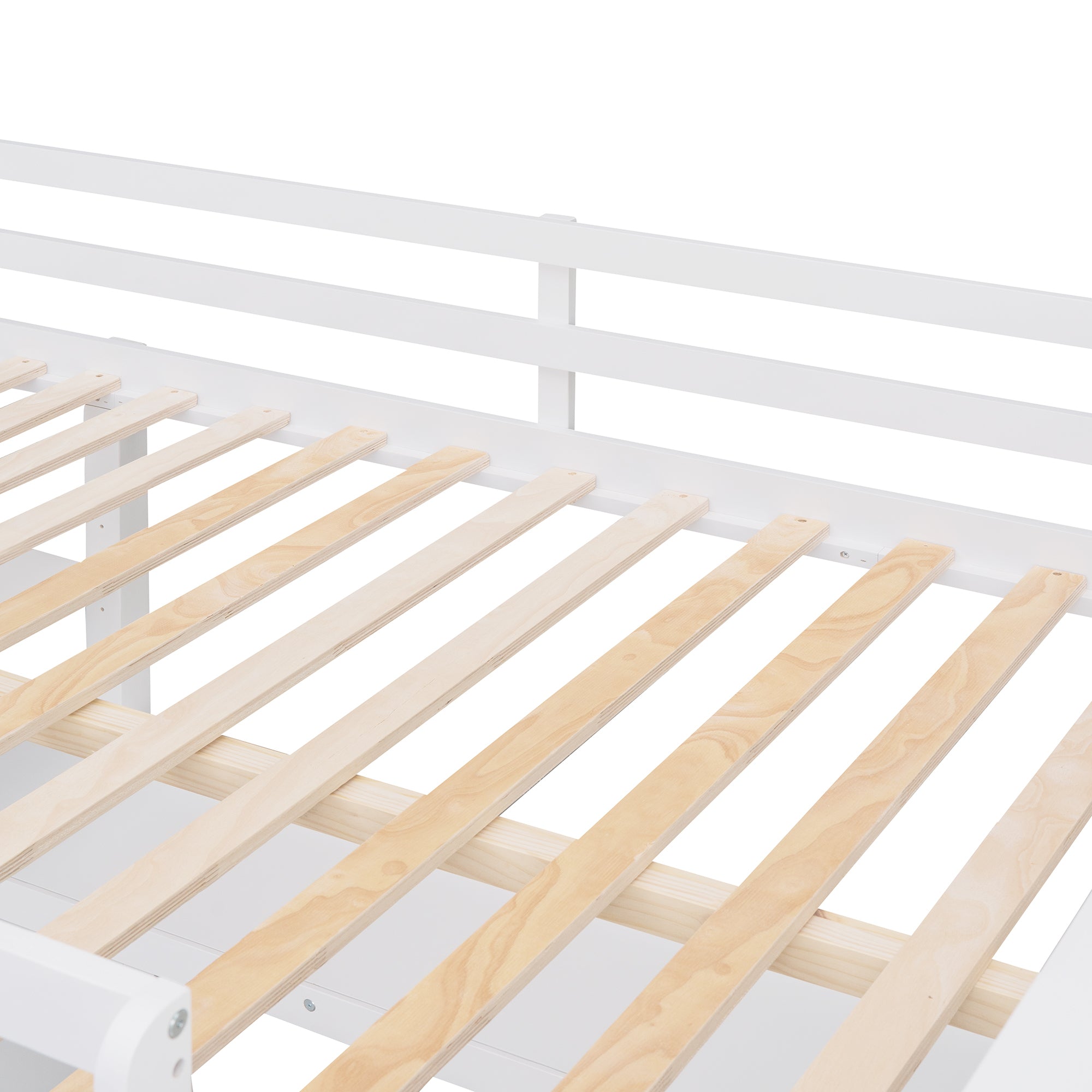 Full size Loft Bed with Drawers and Desk, Wooden Loft Bed with Shelves - White(OLD SKU:LT001529AAK) - Atlantic Fine Furniture Melbourne FL