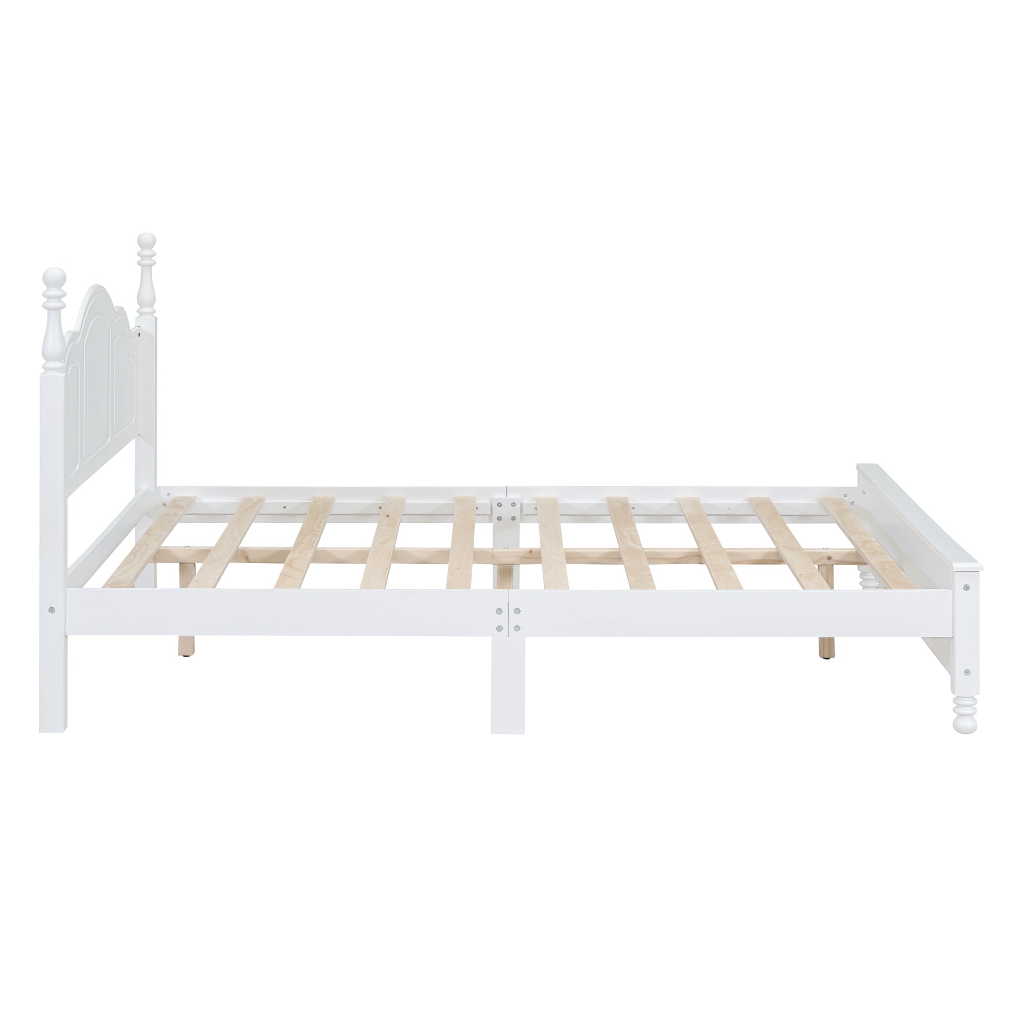Queen Size Wood Platform Bed Frame,Retro Style Platform Bed with Wooden Slat Support,White - Atlantic Fine Furniture Melbourne FL