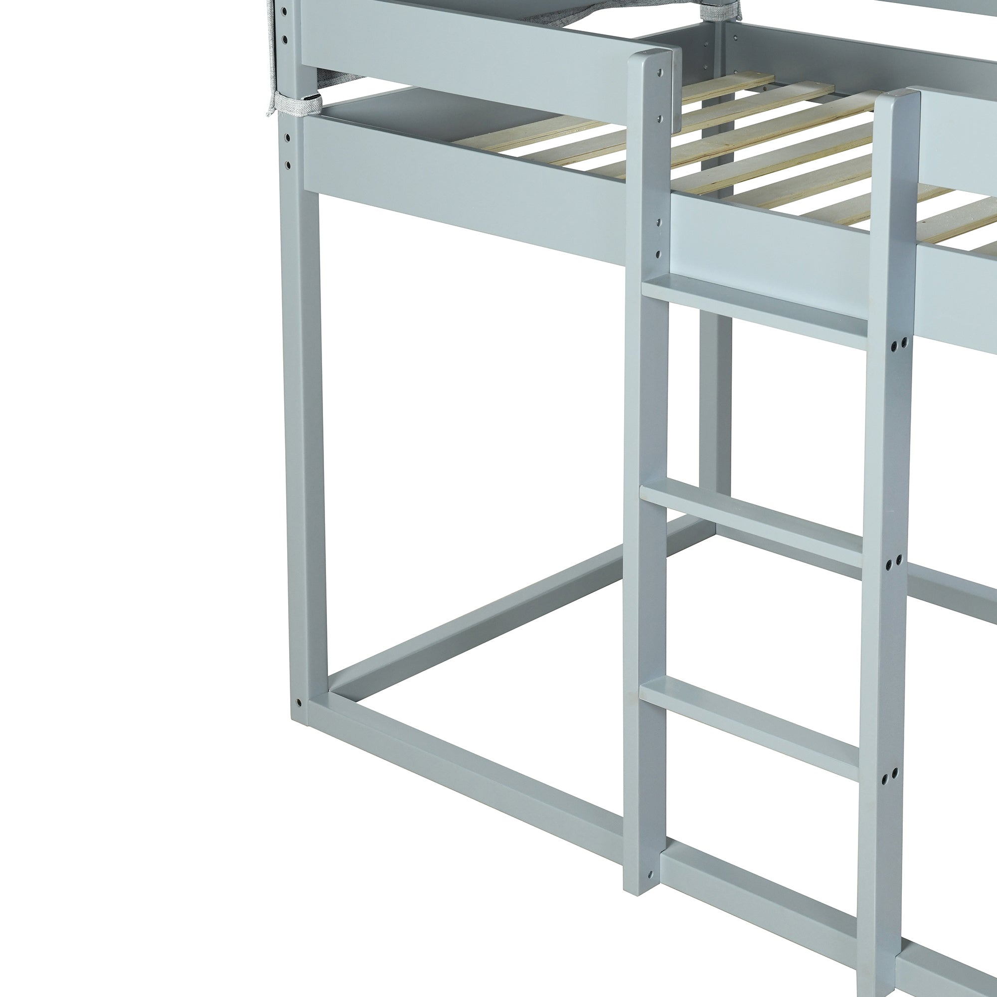 Twin Over Twin Bunk Bed Wood Bed with Tent, Gray - Atlantic Fine Furniture Melbourne FL