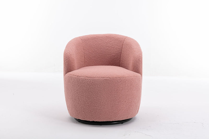 Teddy Fabric Swivel Accent Armchair Barrel Chair With Powder Coating Metal Ring