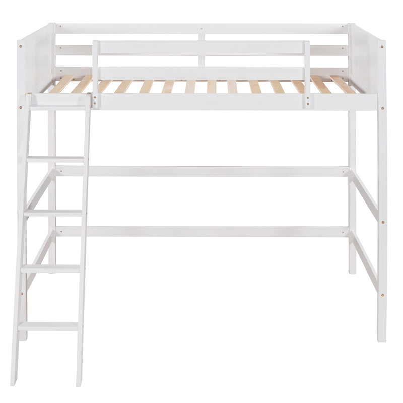 Solid Wood Twin Size Loft Bed with Ladder(White)(OLD SKU: WF191903AAK)