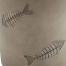 Rustic Magnesium Oxide Side Table With Fish Pattern Design - Gray