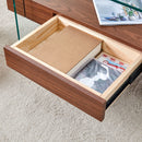 Modern 2 Tier Square Coffee Table, Elegant Marble Pattern