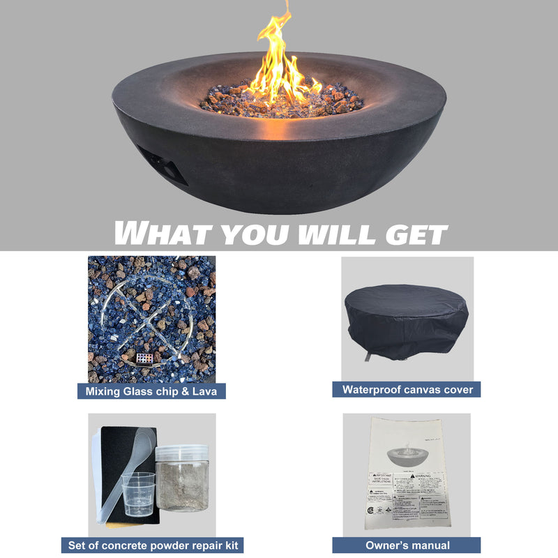 Outdoor Concrete Propane Gas Fire Pit Bowl