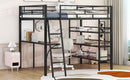 Bed With 3 Layers Of Shelves And Desk, Stylish Frame Bed