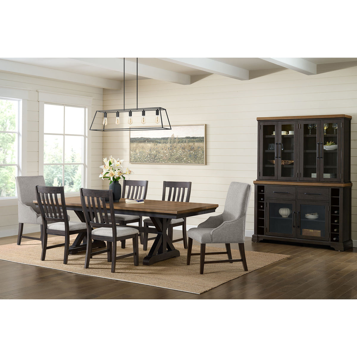 Montrose Fabric Dining Side Chair (Set of 2) in Espresso / Light Gray by Elements International, view 6