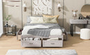 Queen Size Platform Bed with 6 Storage Drawers,Antique White