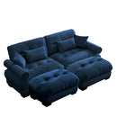 Modern Sectional Sofa With Ottoman, Round Bolster Armrests, Waist And Throw Pillows