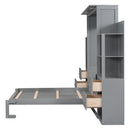 Murphy Wall Bed With Shelves, Drawers And LED Lights