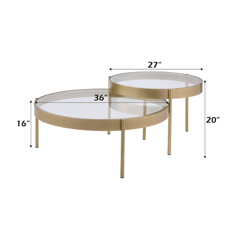 Andover - Nesting Table Set - Clear Glass & Gold
