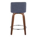 Toriano - Mid Century Modern Fixed Height Counter Stool With Swivel With Round Footrest (Set of 2)