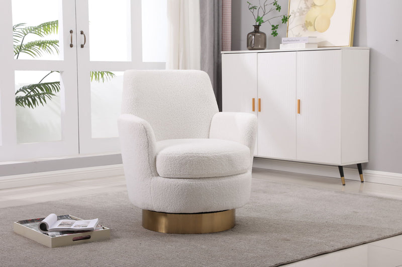 Swivel Barrel Chair, Swivel Accent Chairs Armchair For Living Room, Reading Chairs For Bedroom Comfy, Round Barrel Chairs With Gold Stainless Steel Base