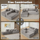 Compression Sectional Couch With Comfy Chaise, Boneless L Shape Sofa With Deep Seat