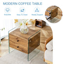 Double Drawer Bedside Table - Wood