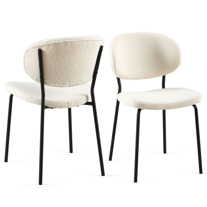 Boucle Dining Chairs, Dining Chairs With Metal Legs For Dining Room, Kitchen, Living Room