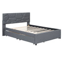 Upholstered Platform Bed With Brick Pattern Headboard And Twin Long Size Trundle