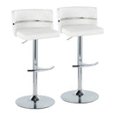 Cinch - Contemporary Adjustable Barstool With Swivel With Rounded T Footrest (Set of 2) - Chrome / White