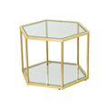 Modern Coffee Table With Double Layer Tempered Glass And Polygonal Design