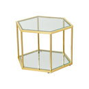 Modern Coffee Table With Double Layer Tempered Glass And Polygonal Design
