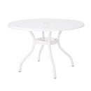 Tranquilius - Outdoor Round Dining Table With Lattice Tabletop, Umbrella Hole And Curved Legs