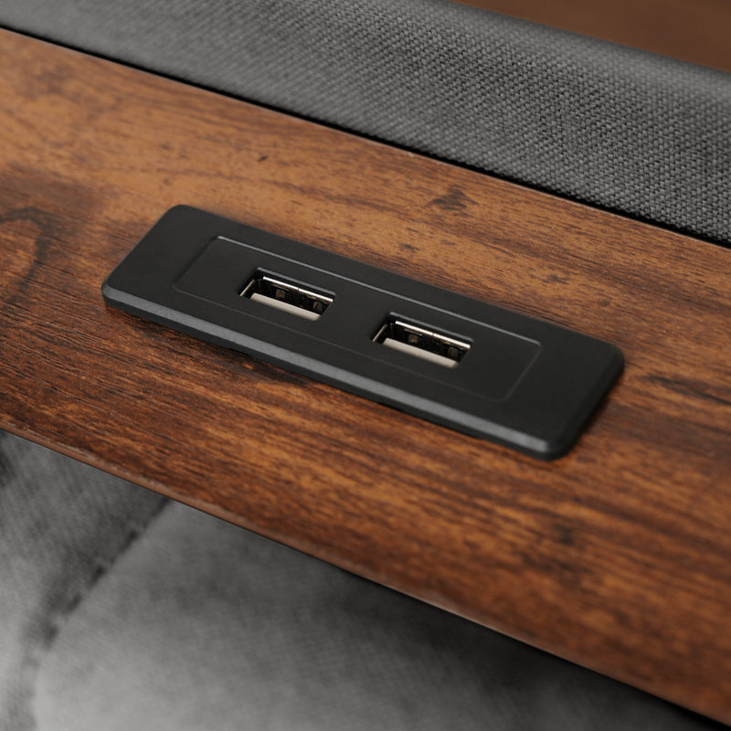 Upholstered Platform Bed With A Hydraulic Storage System, LED And USB Charging (Without Mattress)