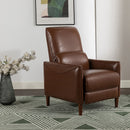 Upholstered Push Recliner Chair With Rubber Wood Legs For Living Room