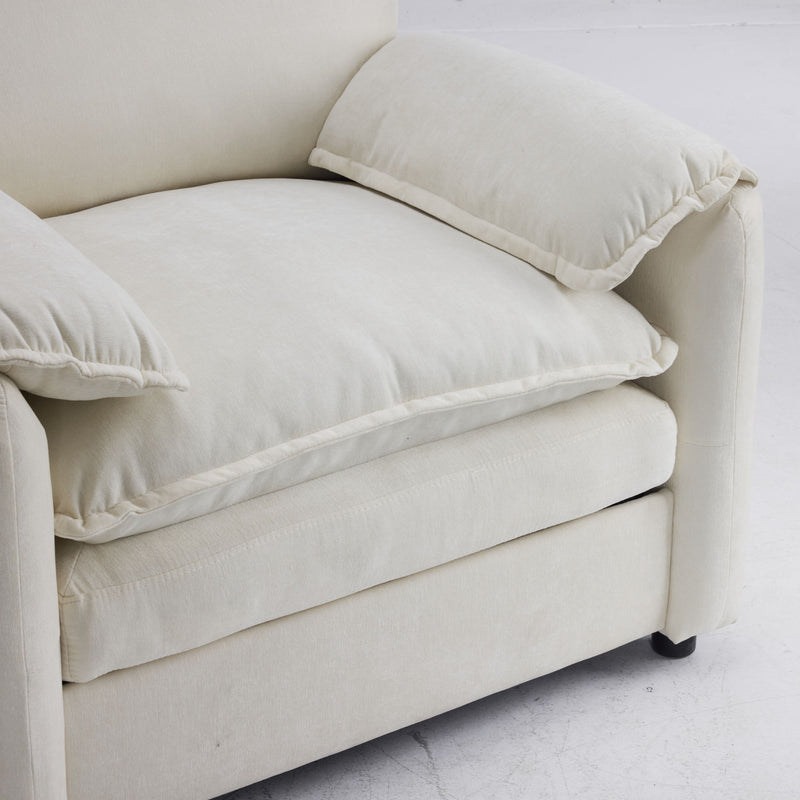 Oversized Reading Armchair With Thick Cushions, High Back Support