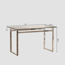 Modern Minimalist Rectangular Dining Table With Tempered Glass Top