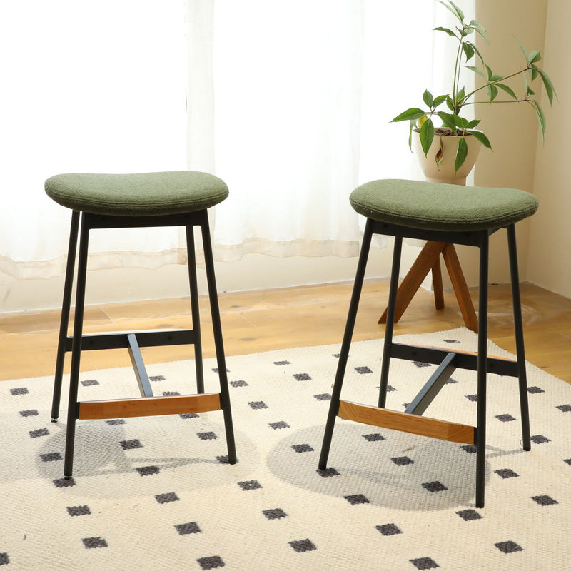 Modern Bar Stools Comfortable & Stylish Counter Height And Bar Height Bar Stools, Soft Fabric Upholstered, Backless For Kitchen, Dining Room Bar Chairs (Set of 2)