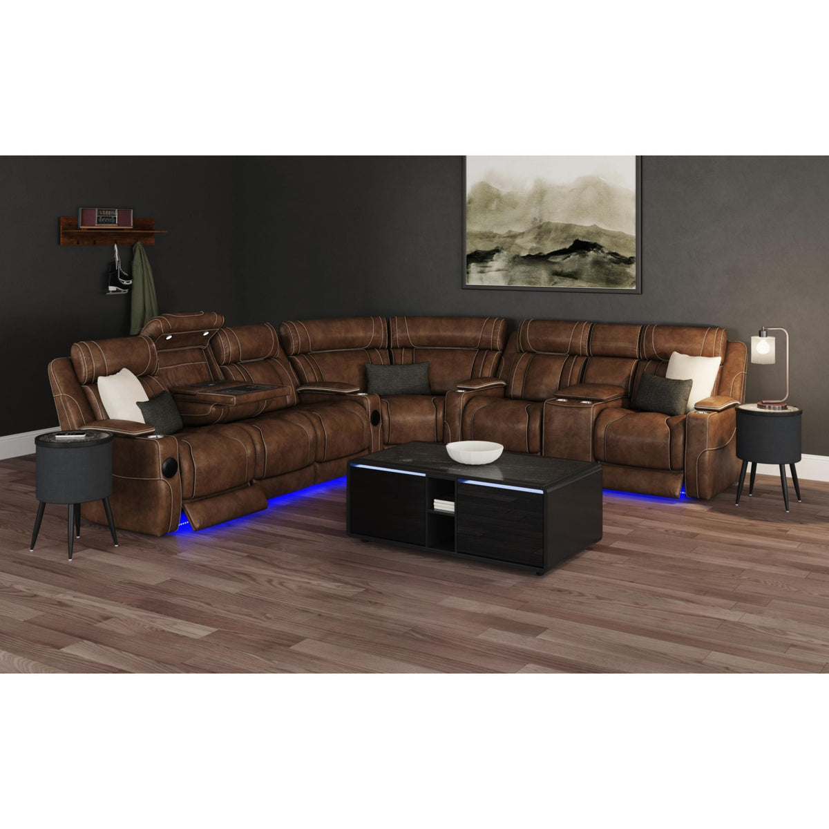 Halo Smart Coffee Table With Fridge And Speaker in Black by Elements International, view 10