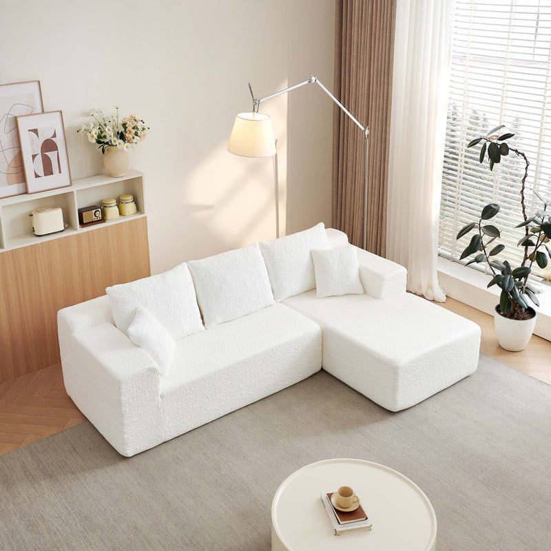 Cloud Sectional Couch With L Shape Chaise, Deep Seat - White