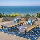 Waterloo - Chaise Lounge With Attached Wood Side Table (Set of 2) Adjustable Eucalyptus Wood And - Gray / Black