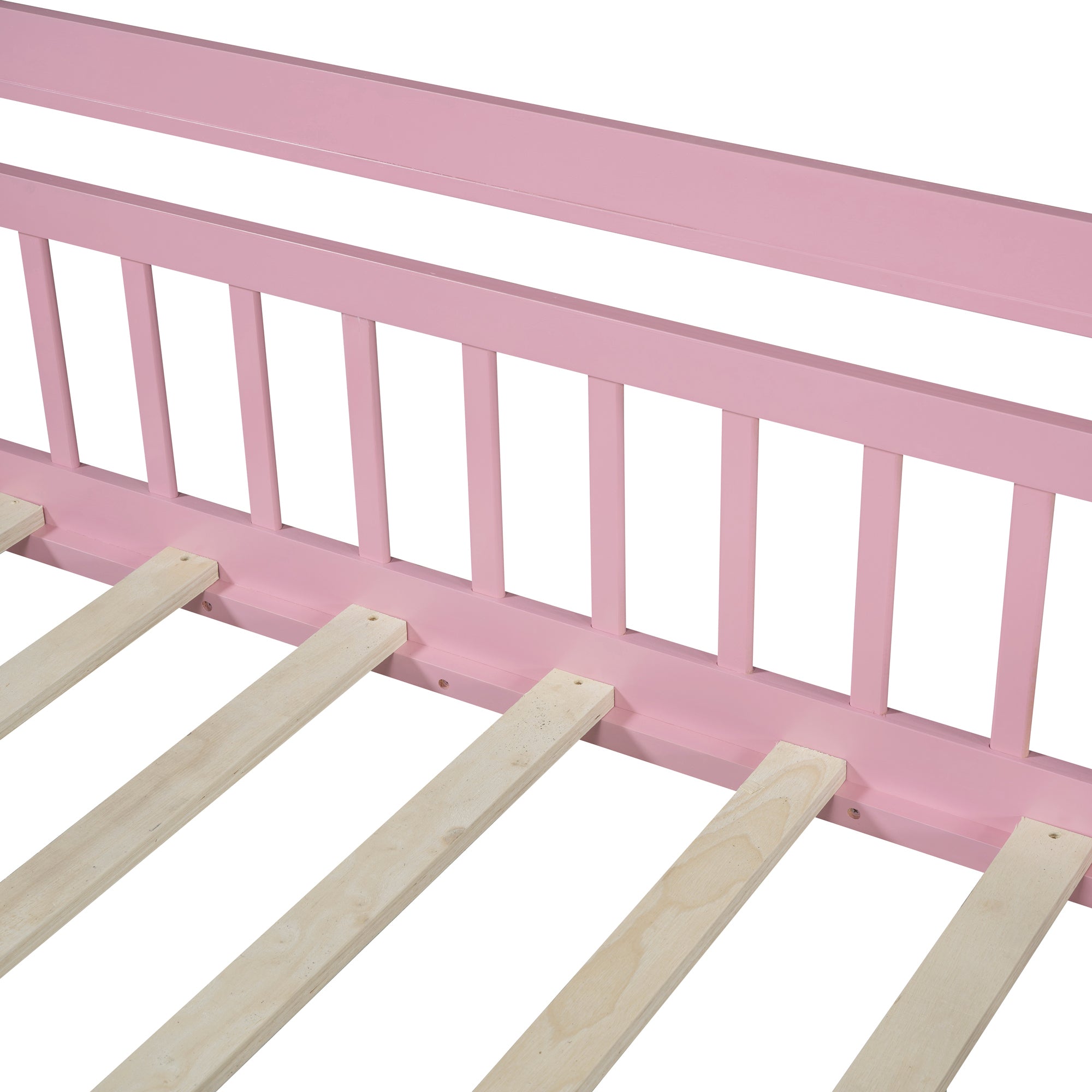 Wooden Twin Size House Bed with 2 Drawers,Kids Bed with Storage Shelf, Pink - Atlantic Fine Furniture Melbourne FL