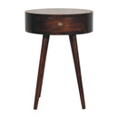 Nordic Circular Shaped Bedside Table - Walnut