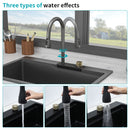 Waterfall Kitchen Sink With Pull Out Faucet & Cup Washer