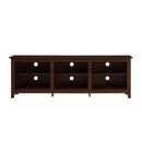 Modern Transitional 3 Shelf Open Storage 70" TV Stand For 80" TVs - Brown