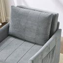 Upholstered Convertible Sleeper Sofa With 5 Position Backrest, Side Pockets, Storage