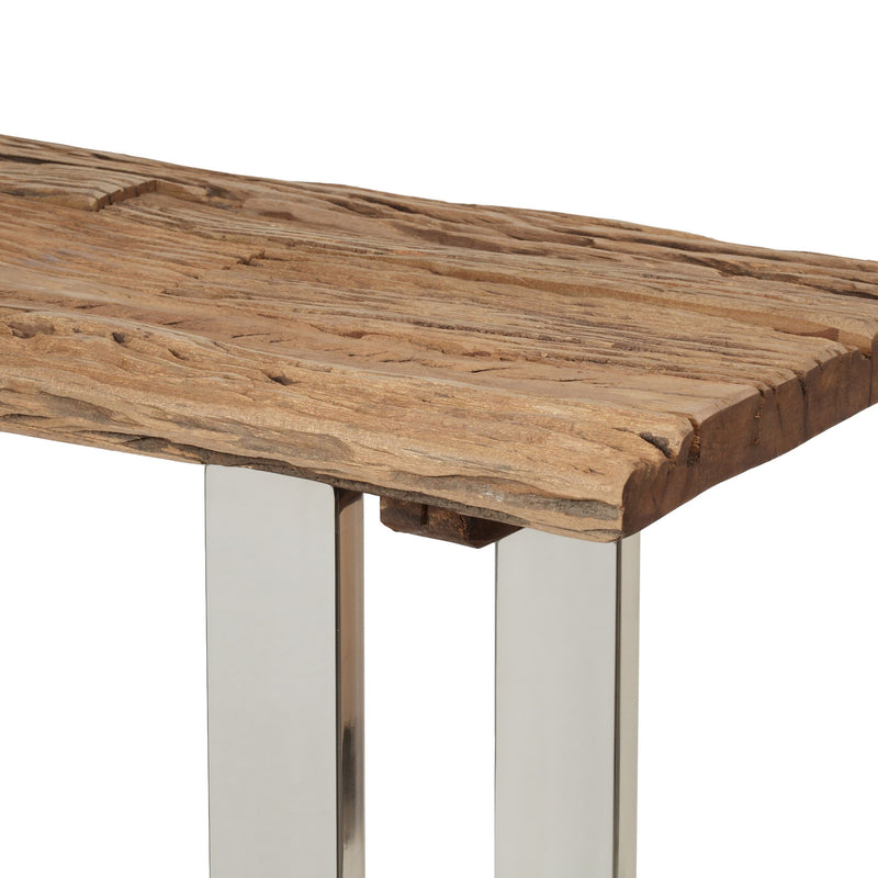 Rustic Glam Console Table With Reclaimed Wood And Iron Frame - Natural