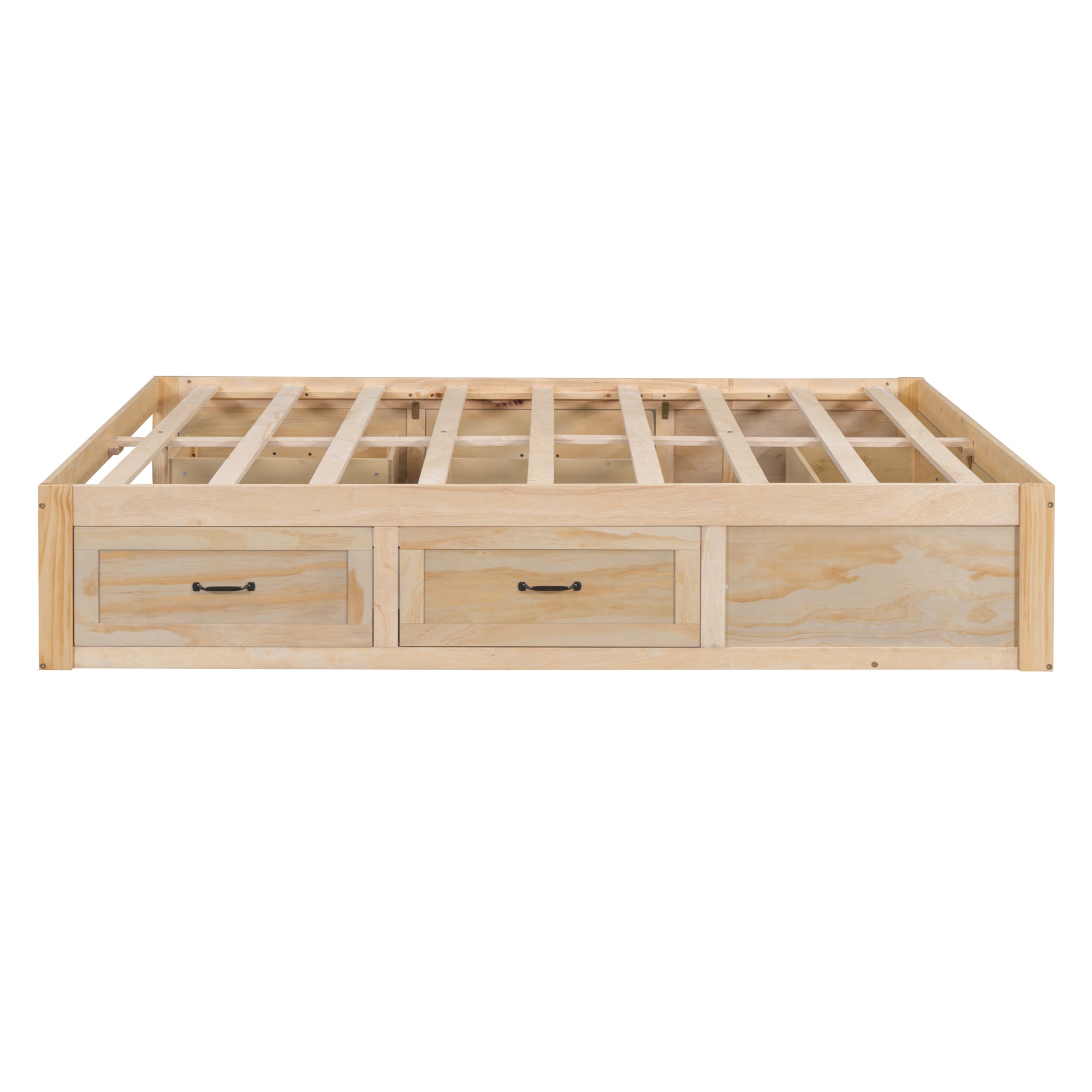 Full Size Platform Bed with 6 Storage Drawers,Antique Natural - Atlantic Fine Furniture Melbourne FL