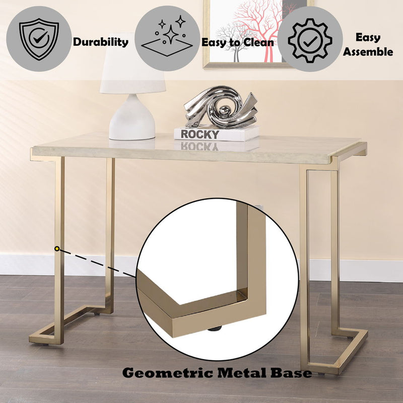 Boice II - Accent Table - Faux Marble & Champagne - Atlantic Fine Furniture Inc