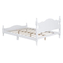 Queen Size Wood Platform Bed Frame,Retro Style Platform Bed with Wooden Slat Support,White