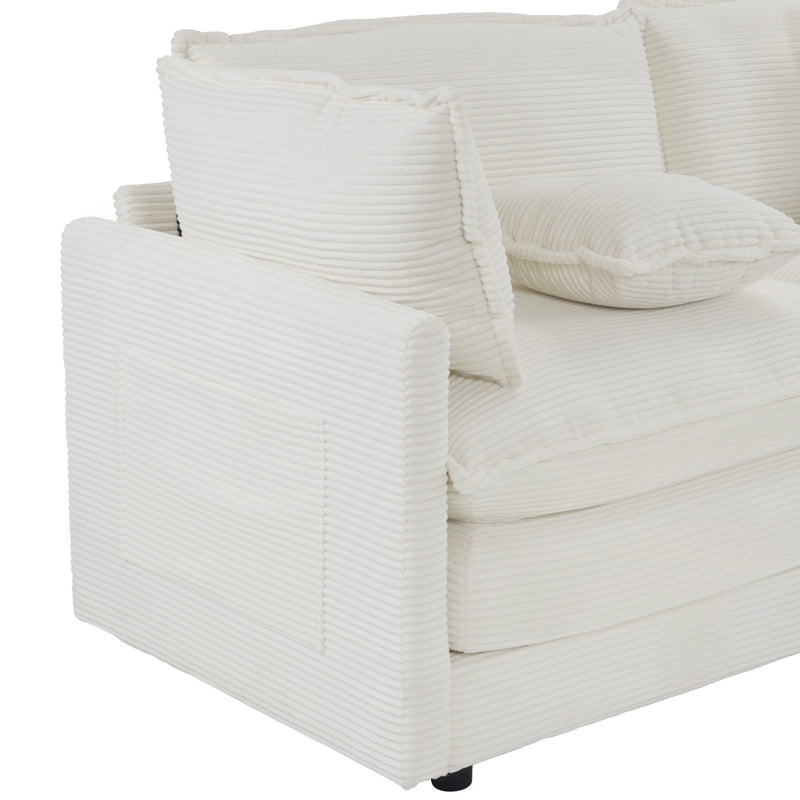 Modern Modular Sofa With Side Storage Pockets For Living Room