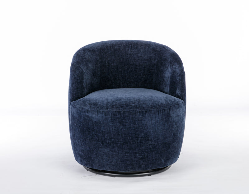 Chenille Fabric Swivel Accent Armchair Barrel Chair With Powder Coating Metal Ring