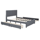 Upholstered Platform Bed With Drawers, Classic Headboard Design