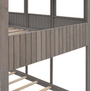 Full Over Full WoodBunk Bed with Roof, Window, Guardrail, Ladder(Antique Gray)( old sku: LT000031AAE )