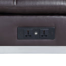 Padilla - Synthetic Leather Chaise Lounge With Pillow USB - Brown