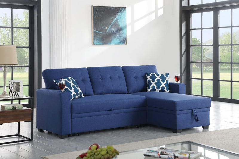 82" Width Sectional With Storage Chaise And Cupholder Armrest