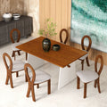 7 Piece Dining Table Set With Trestle Dining Table And 6 Upholstered Dining Chairs