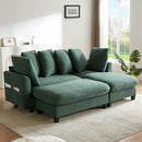 Upholstered L Shaped Sectional Sofa With Storage, Movable Ottoman, And 6 Throw Pillows