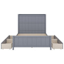Full Size Platform Bed with Drawers and Storage Shelves, Gray